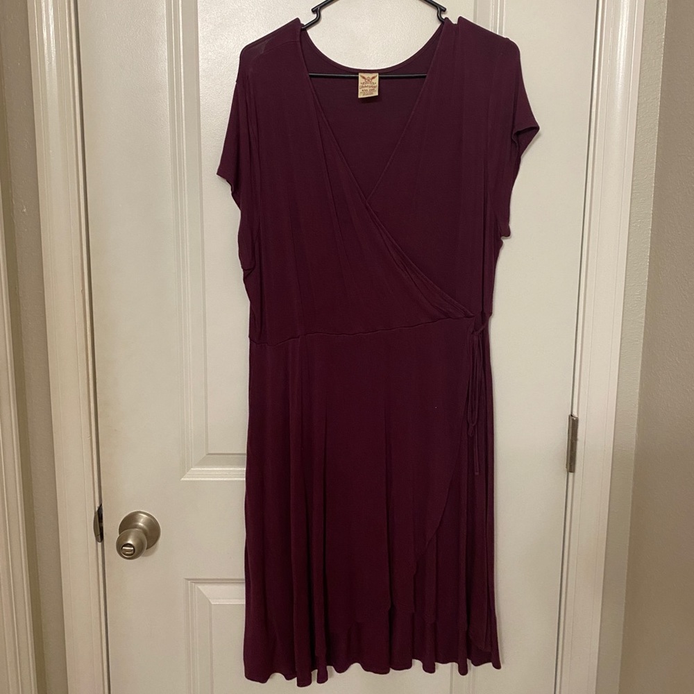 Plum faux wrap dress
